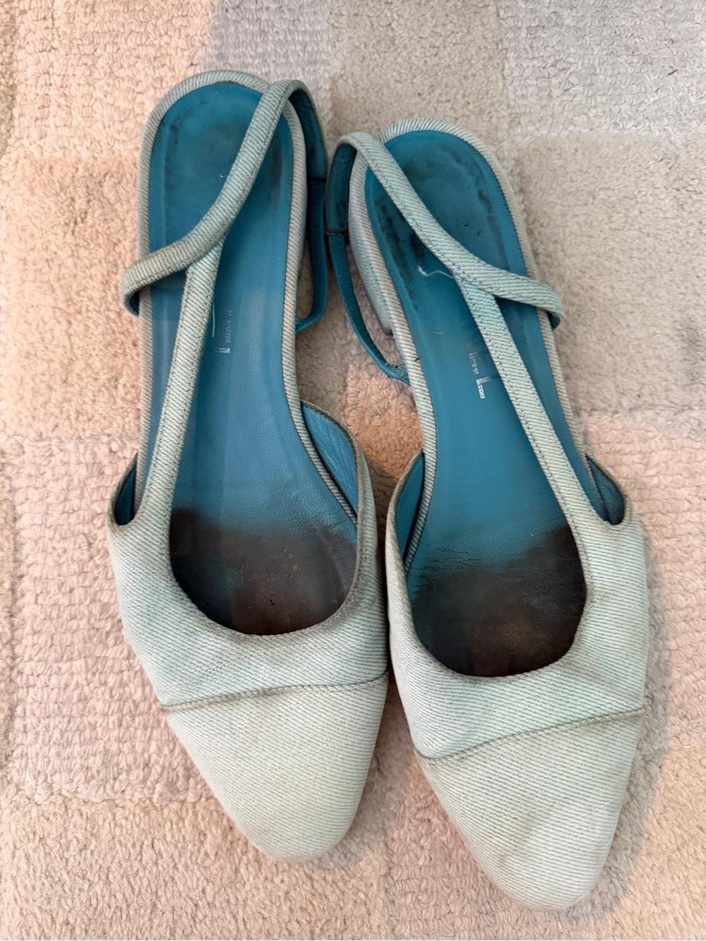Chanel blue denim slingback